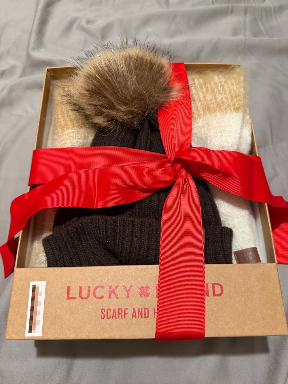 Lucky Brand Kids Dark Brown Beanie with Faux Fur Pom